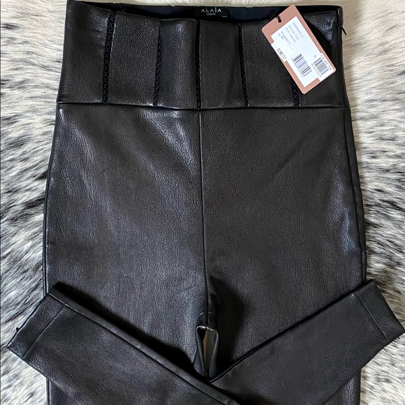 ALAIA HIGH WAIST CORSET STYLE LEATHER LEGGINGS, SZ FR/40 BLACK NWT! - Picture 5 of 16